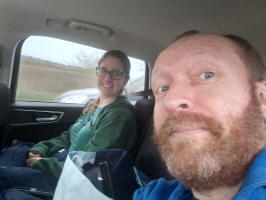 Ruthie and me on the car journey down south!