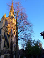 The towers of St Mary-le-Tower and St Lawrence in the evening sunshine today.