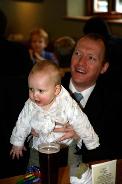 Alfie and me at The Plough & Sail for Maddie's Naming Day party.