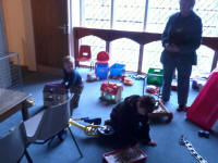 The boys enjoy the play room at St Matthew's in Ipswich at the South-East District Practice.