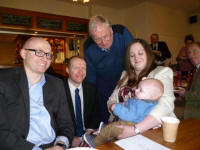 Joshua with his Godmother Becky, Grandfather Alan, me and his Uncle Chris after his Christening.
