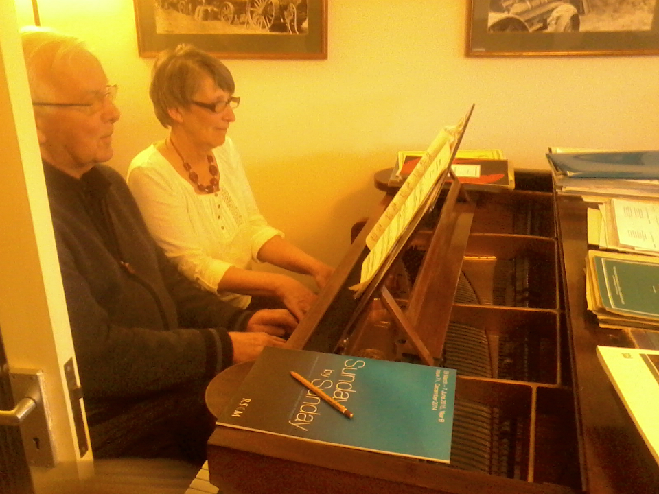 Mary playing the piano on her birthday!