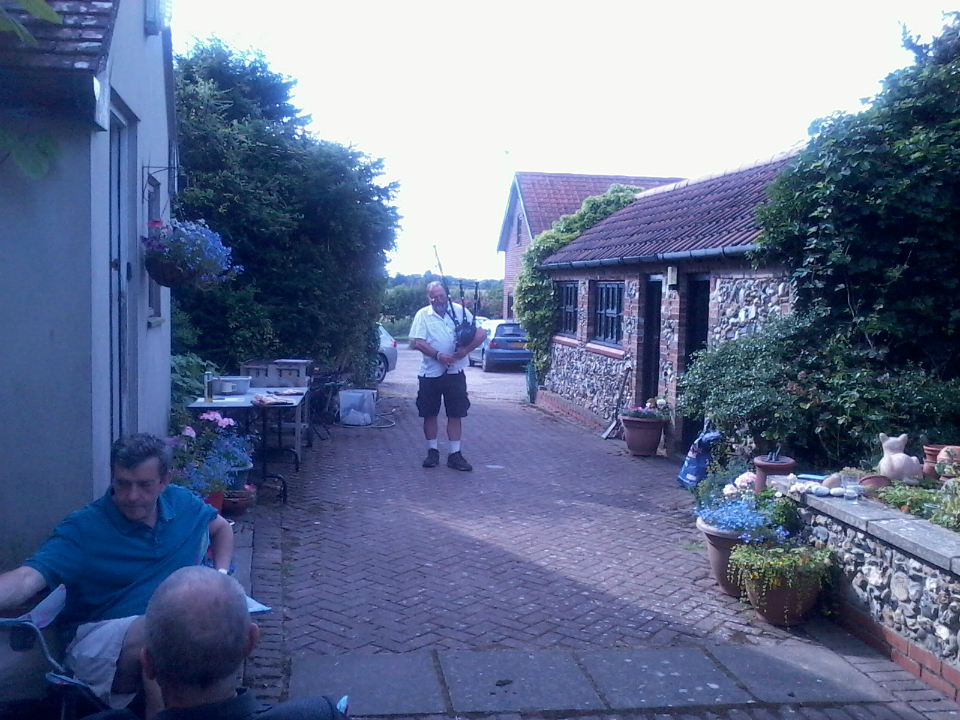 Ron playing the bagpipe