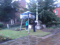 The Vestey Ring outside in the rain, with Ralph & Ellie Earey manning it with Mason's help.
