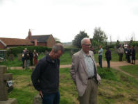 Mike Whitby & George Pipe listening to the ringing at Blythburgh. 
