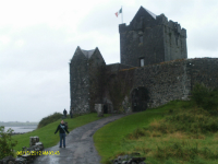 Ruthie outside a very wet Dungaire Castle.