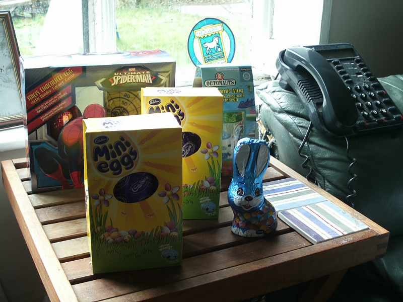 Mason's Easter egg collection.