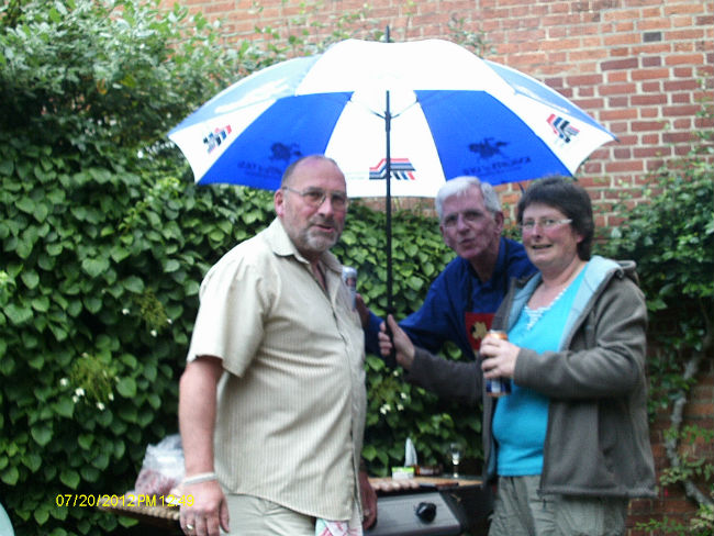 Ron, Kev the Rev & Kate looking after the BBQ.