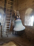 Bells being lowered from the tower at Barham. (Taken by Carl Melville)