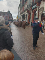 Armed forces marching through Ipswich.