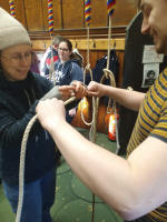 Adjusting my rope at St Mary-le-Tower.