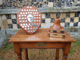 The Mitson Shield & the Cecil Pipe Memorial Trophy at Pettistree. (taken by Mike Cowling)
