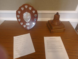 The trophies - The David Barnard Memorial Call Change Trophy on the left, the Cecil Pipe Method Trophy on the right.
