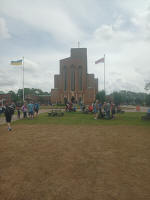 Crowds outside Guildford Cathedral as the Contest continues.