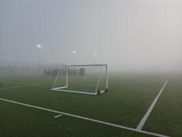 Foggy first thing at Alfie's five-a-side tournament.