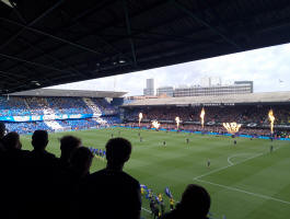 In the stadium before kick-off.