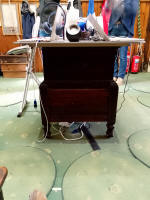 The training bells set up at Ipswich Minster this afternoon.