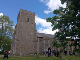 Outside Wickham Skeith listening to the Guild 6-bell Striking Competitions.