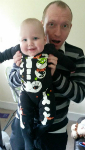 Alfie in his costume for his baby club Halloween party.