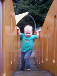 Alfie at the playground in Holywells Park.
