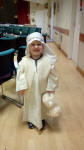 Alfie in his shepherd's costume ahead of his nativity play.