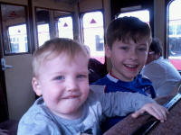 Mason and Alfie enjoying Colne Valley Railway.