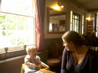 Alfie & Ruthie getting excited at the first pub of the holiday!