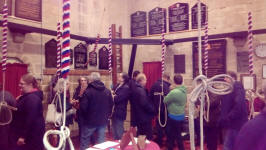 Gathered in the ringing chamber at The Norman Tower for the draw.