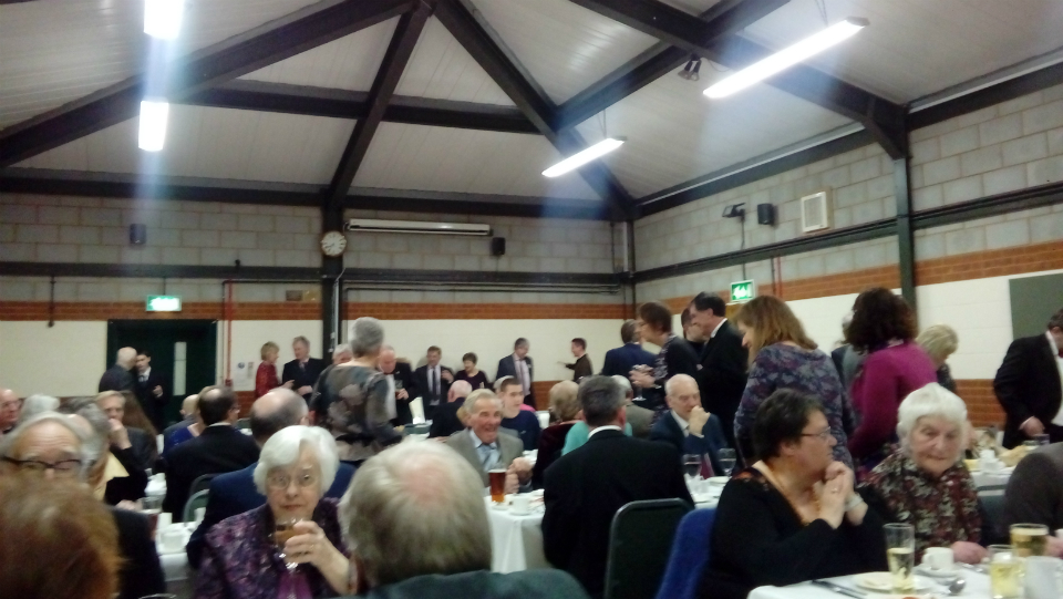 Taking our seats for the 95th Anniversary Suffolk Guild Dinner at The Blackbourne Community Centre in Elmswell.