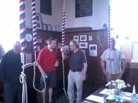 The South-East District band gathered in the ringing chamber at Southwold as they prepare to start the Rose Trophy.