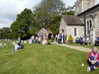 Listening to the ringing outside at Polstead.
