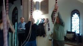 Ringing at St Lawrence - Alan Munnings on 3rd, Stephen Cheek on the 4th and Peter Davies watching on.