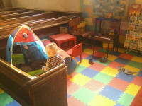 Mason & Alfie enjoying the play area at Holbrook church!