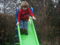Mason's on his slide.