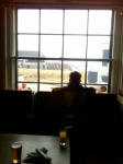 Mason looking forlornly out at Broadstairs beach from The Tartar Frigate after rain stopped play.