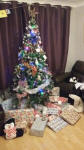 Christmas Tree surrounded by goodies brought by Father Christmas!