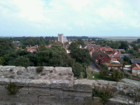 St Bartholomew's church in Orford from the top of the castle.