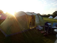 Our tent on the campsite, finally in some sunshine this evening!