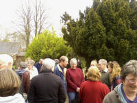 Ringers gathered outside Monewden awaiting the draw.