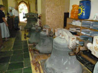 The bells of St Margaret's Ipswich on the church floor.
