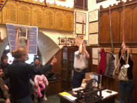 Amanda Richmond explains ringing to the visitors at St Mary-le-Tower's Tower Open Day.