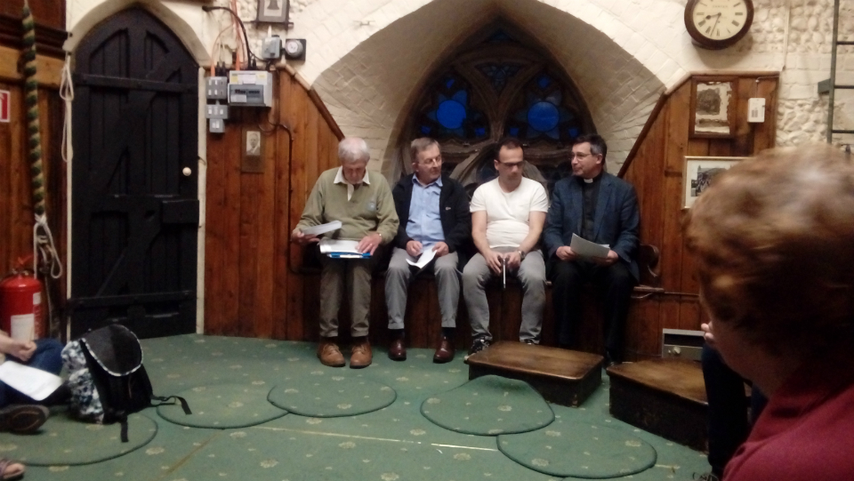 St Mary-le-Tower AGM – l-to-r; Stephen Cheek, Owen Claxton, David Potts & Reverend Canon Charles Jenkin.