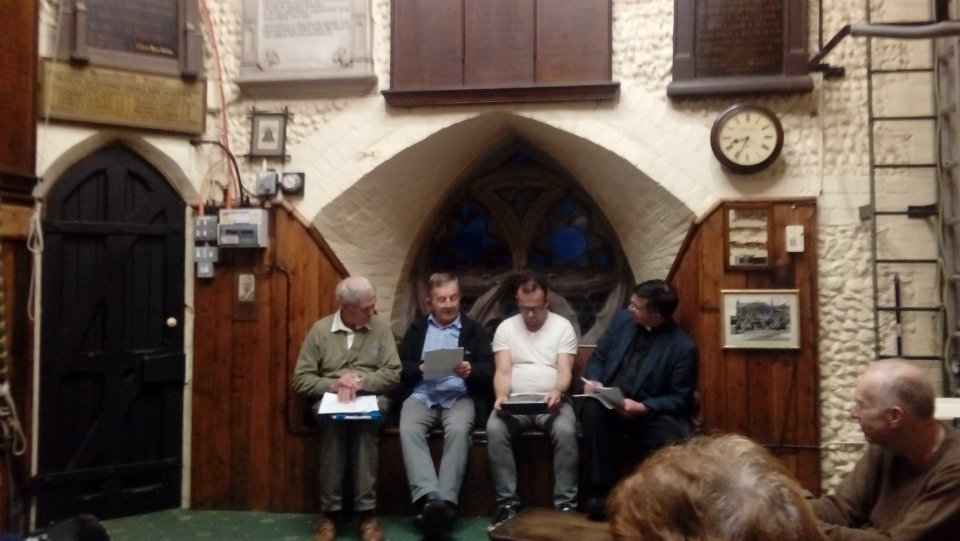 St Mary-le-Tower AGM – l-to-r; Stephen Cheek, Owen Claxton, David Potts, Reverend Canon Charles Jenkin &amp; Richard Weeks.