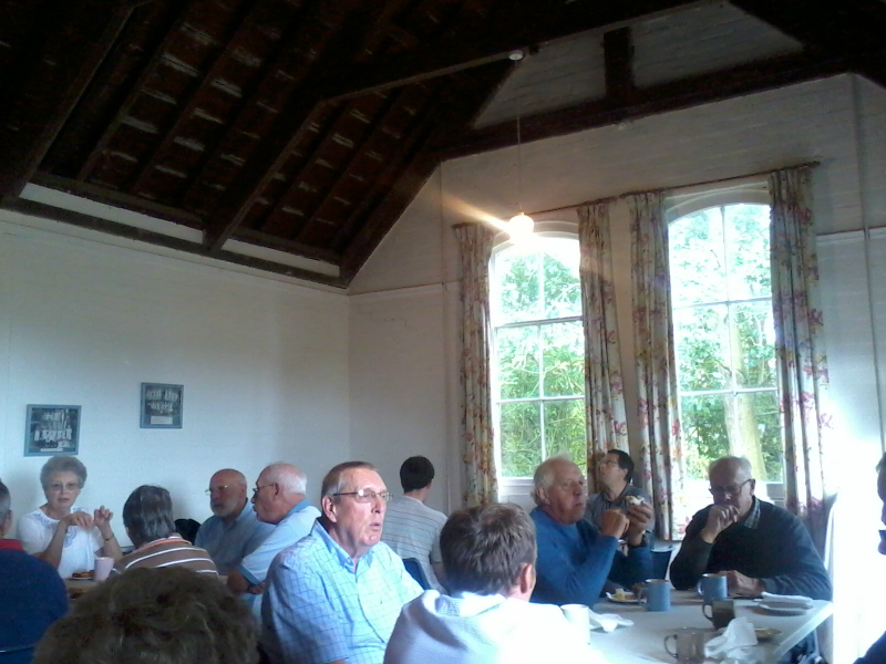 Having tea in Winston Village Hall at the South-East District Quarterly Meeting.