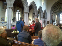 Handbell ringing at the start of the service with George Salter, Trevor Hughes, Philip Gorrod & Brian Whiting.