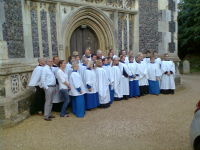 Choirs of St Mary's Woodbridge and St Mark's Hamilton Terrace after Evensong at the former.