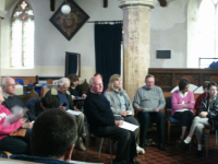 Ready for the meeting in Coddenham church.