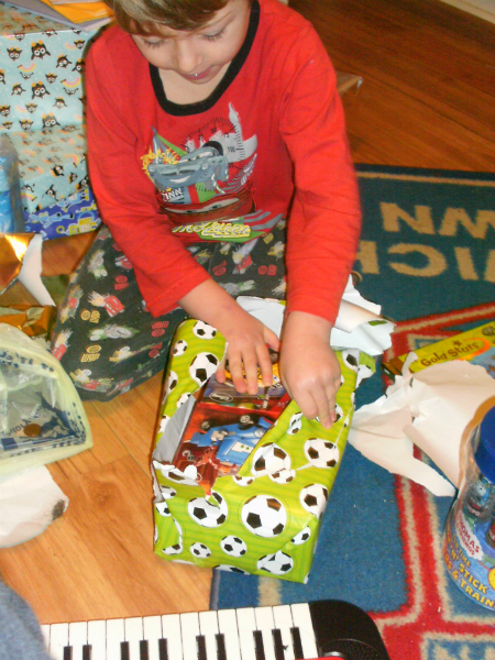 Mason rips into his presents!