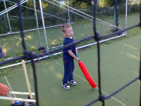 Mason practicing in the nets.