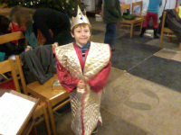 Mason as a wise man at the church nativity.